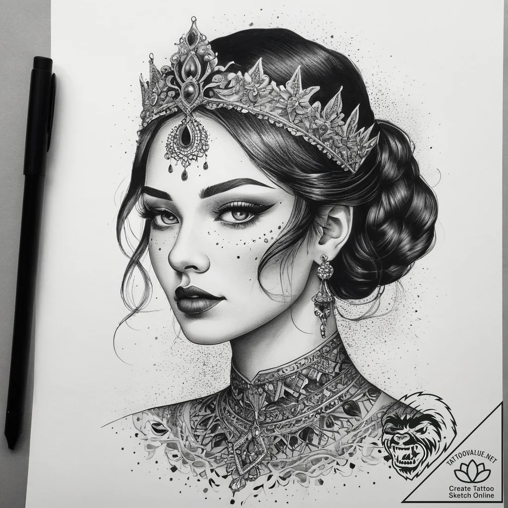 Tattoo sketch queen tattoo, tattoo sketch des... - tattoo sketch (№1758246359_0, 19.09.2025 01:45) — tattoovalue.net