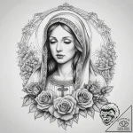 Tattoo sketch virgin mary and roses, tattoo l… – tattoo sketch (№1758246556_0, 19.09.2025 01:49) — tattoovalue.net