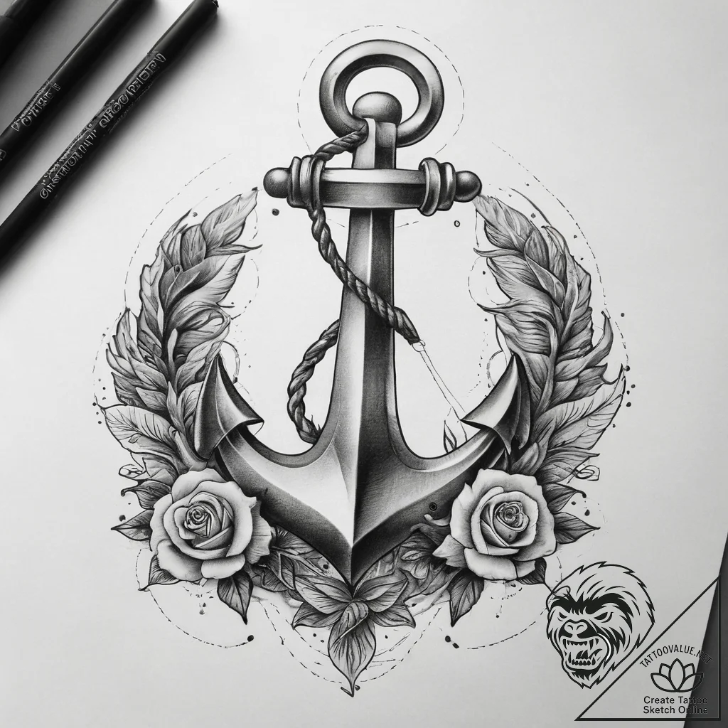 Tattoo sketch blessed anchor, tattoo line art... - tattoo sketch (№1758248524_0, 19.09.2025 02:22) — tattoovalue.net