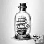 Tattoo sketch a ship in a bottle – tattoo sketch (№1758248717_0, 19.09.2025 02:25) — tattoovalue.net