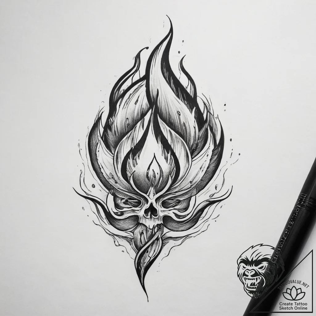 Tattoo sketch flame - tattoo sketch (№1758249110_0, 19.09.2025 02:31) — tattoovalue.net