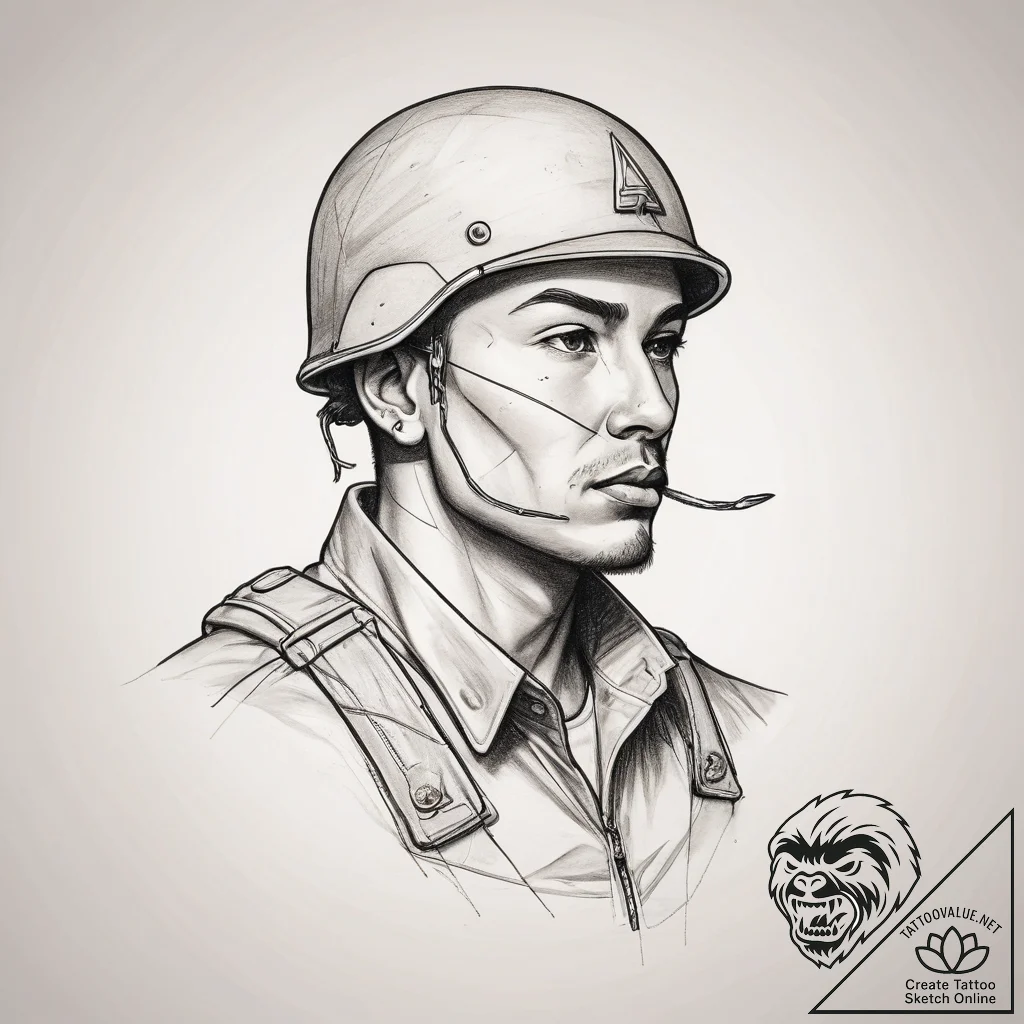 Tattoo sketch soldier with a thread, tattoo d... - tattoo sketch (№1758250494_0, 19.09.2025 02:54) — tattoovalue.net