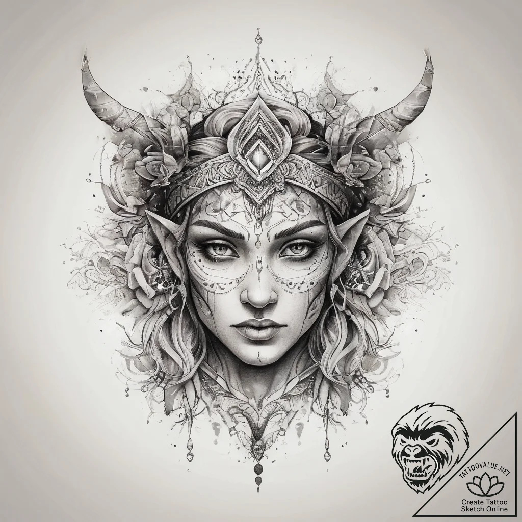 Tattoo sketch firbolg calm, tattoo line art,... - tattoo sketch (№1758250688_0, 19.09.2025 02:58) — tattoovalue.net