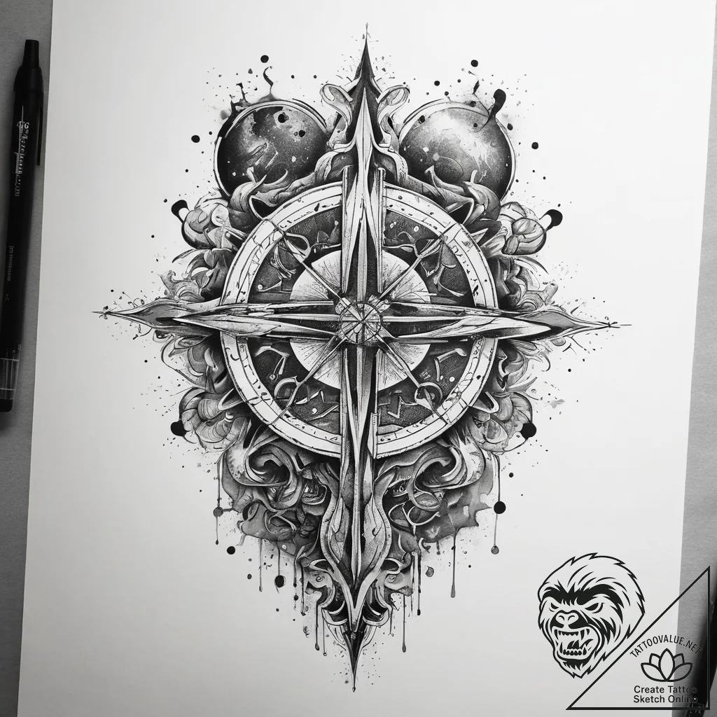 Tattoo sketch cosmic knowledge, tattoo flash... - tattoo sketch (№1758251863_0, 19.09.2025 03:17) — tattoovalue.net