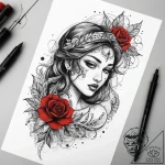 Tattoo sketch divine existence, tattoo flash… – tattoo sketch (№1758253233_0, 19.09.2025 03:40) — tattoovalue.net