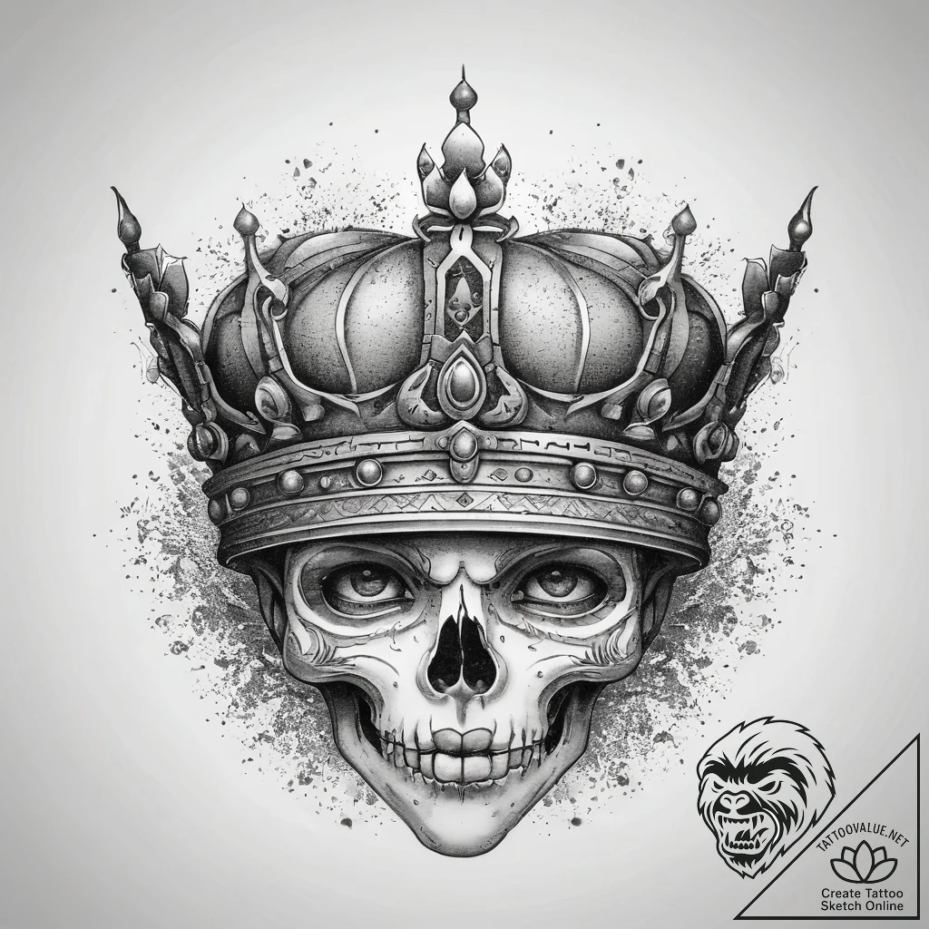 Tattoo sketch узор в виде черепа с короной, t... - tattoo sketch (№1758253621_0, 19.09.2025 03:47) — tattoovalue.net