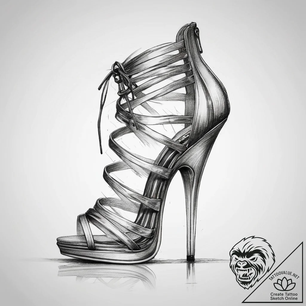 Tattoo sketch high heel tattoo, ink illustrat... - tattoo sketch (№1758254010_0, 19.09.2025 03:53) — tattoovalue.net
