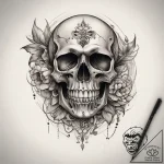 Tattoo sketch skull with a dog tag, tattoo sk… – tattoo sketch (№1758254398_0, 19.09.2025 03:59) — tattoovalue.net