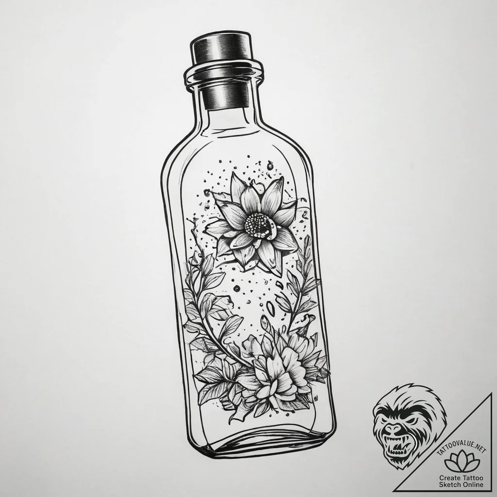 Tattoo sketch galaxy in a bottle, tattoo sket... - tattoo sketch (№1758255190_0, 19.09.2025 04:13) — tattoovalue.net