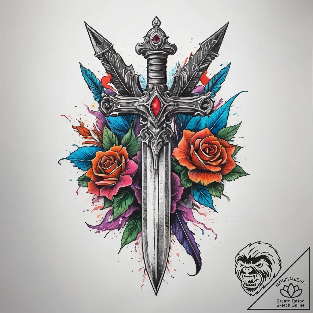 Tattoo sketch dagger, tattoo drawing outline,... - tattoo sketch (№1758257760_0, 19.09.2025 04:56) — tattoovalue.net