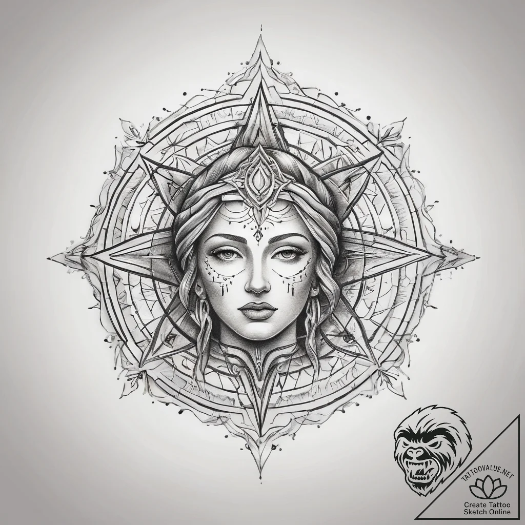 Tattoo sketch spiritual spirit, tattoo flash... - tattoo sketch (№1758258931_0, 19.09.2025 05:15) — tattoovalue.net