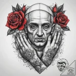 Tattoo sketch hands with a pope, ink illustra… – tattoo sketch (№1758259128_0, 19.09.2025 05:18) — tattoovalue.net
