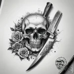 Tattoo sketch butcher meat cleaver and skull,… – tattoo sketch (№1758260939_0, 19.09.2025 05:48) — tattoovalue.net