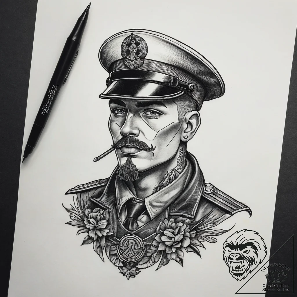 Tattoo sketch soldier with a knot, artistic t... - tattoo sketch (№1758261139_0, 19.09.2025 05:52) — tattoovalue.net