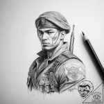 Tattoo sketch soldier with a pencil – tattoo sketch (№1758261733_0, 19.09.2025 06:02) — tattoovalue.net