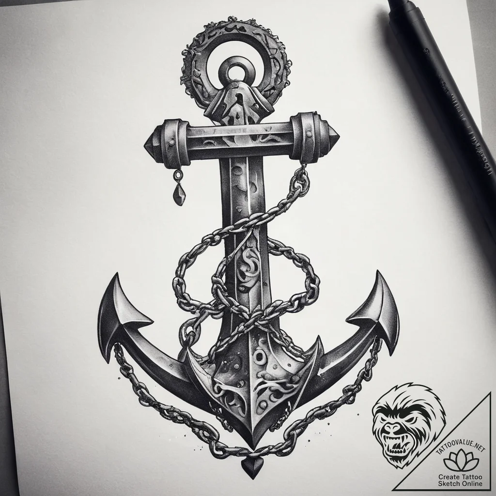 Tattoo sketch anchor chain, artistic tattoo s... - tattoo sketch (№1758263307_0, 19.09.2025 06:28) — tattoovalue.net