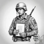 Tattoo sketch soldier with a book, artistic t… – tattoo sketch (№1758263902_0, 19.09.2025 06:38) — tattoovalue.net