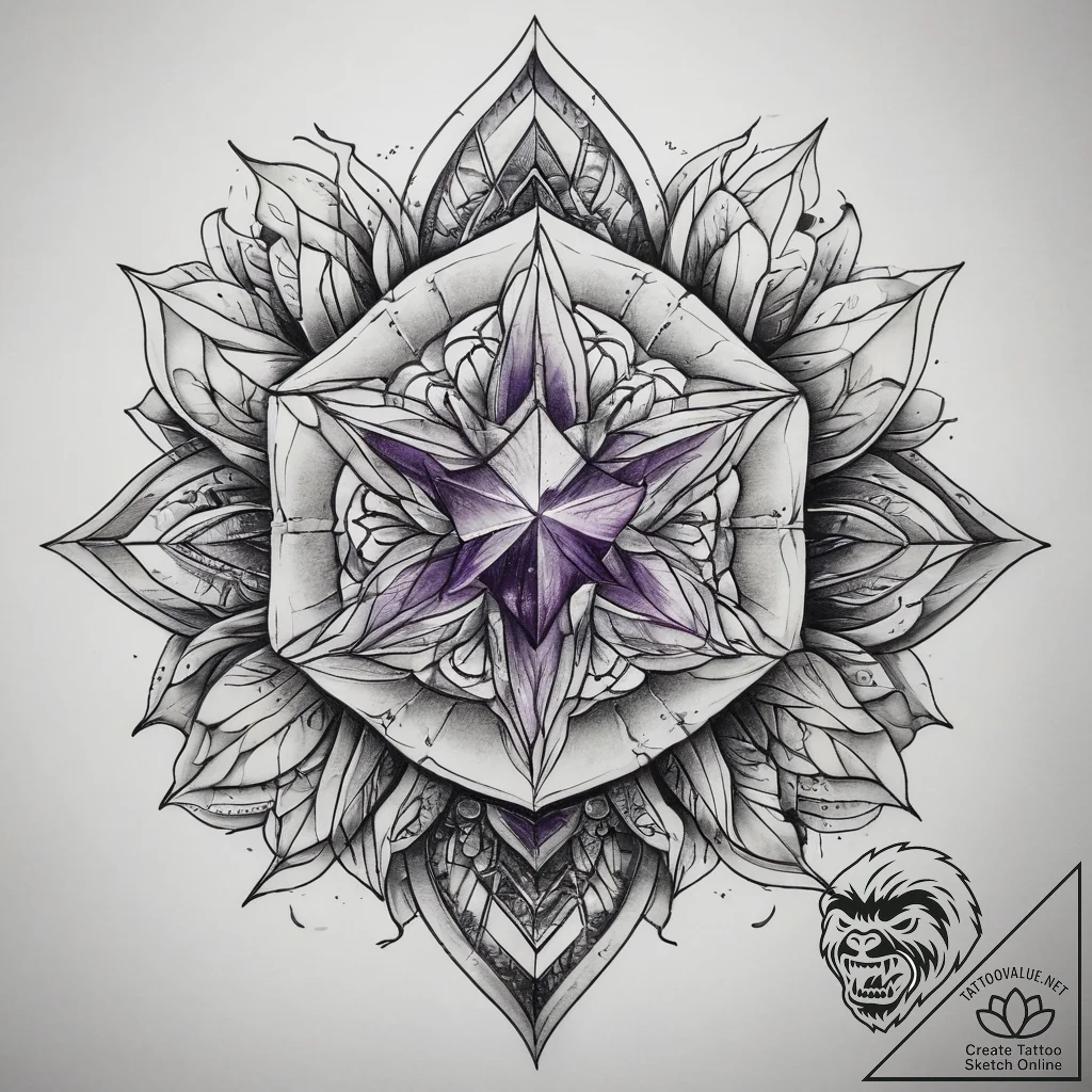 Tattoo sketch amethyst, ink illustration for... - tattoo sketch (№1758264896_0, 19.09.2025 06:54) — tattoovalue.net
