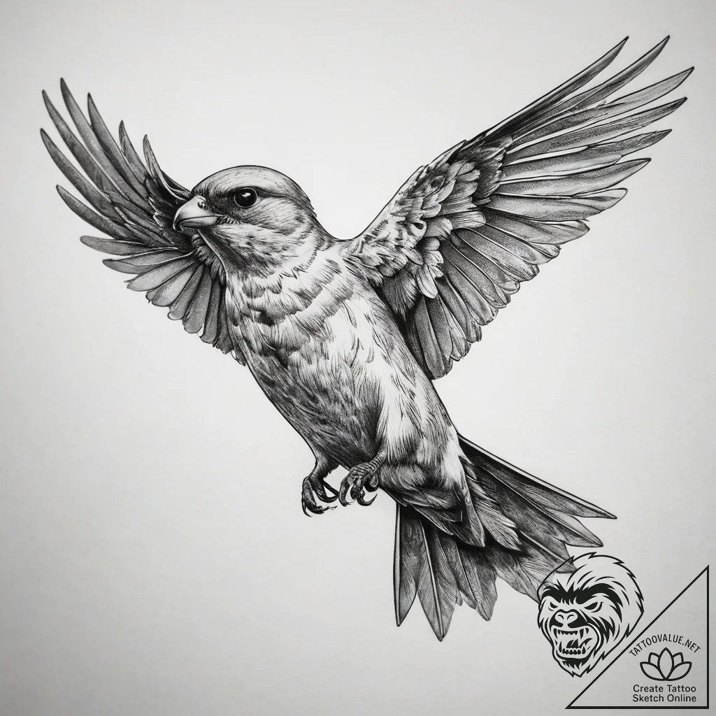 Tattoo sketch chimney swift, tattoo drawing o... - tattoo sketch (№1758267434_0, 19.09.2025 07:37) — tattoovalue.net