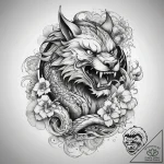 Tattoo sketch werewolf with a person, tattoo… – tattoo sketch (№1758268018_0, 19.09.2025 07:46) — tattoovalue.net