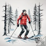 Tattoo sketch cross-country skiing a forest,… – tattoo sketch (№1758268215_0, 19.09.2025 07:50) — tattoovalue.net