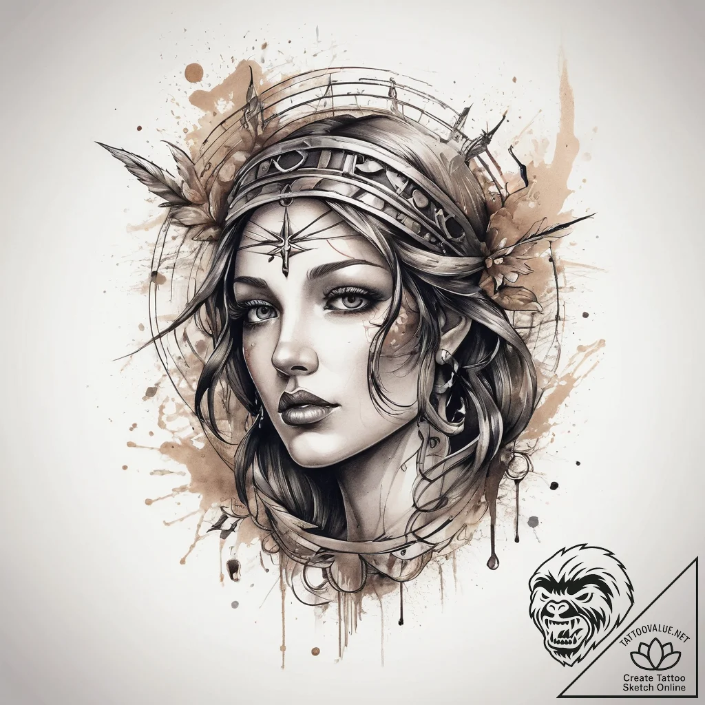 Tattoo sketch holy character, tattoo flash sh... - tattoo sketch (№1758268411_0, 19.09.2025 07:53) — tattoovalue.net