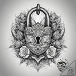 Tattoo hands with a lock, tattoo flash sheet… – tattoo sketch (№1758269584_0, 19.09.2025 08:13) — tattoovalue.net