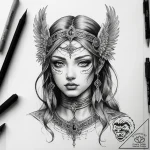 Tattoo sketch aasimar – tattoo sketch (№1758269975_0, 19.09.2025 08:19) — tattoovalue.net