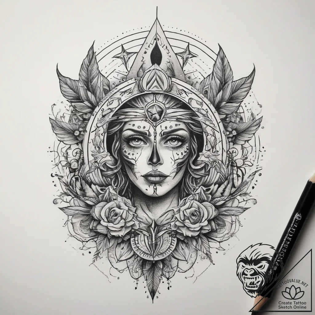 Tattoo sketch cosmic spring, artistic tattoo... - tattoo sketch (№1758271963_0, 19.09.2025 08:52) — tattoovalue.net