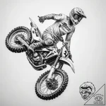 Tattoo sketch motocross person on a track – tattoo sketch (№1758272950_0, 19.09.2025 09:09) — tattoovalue.net