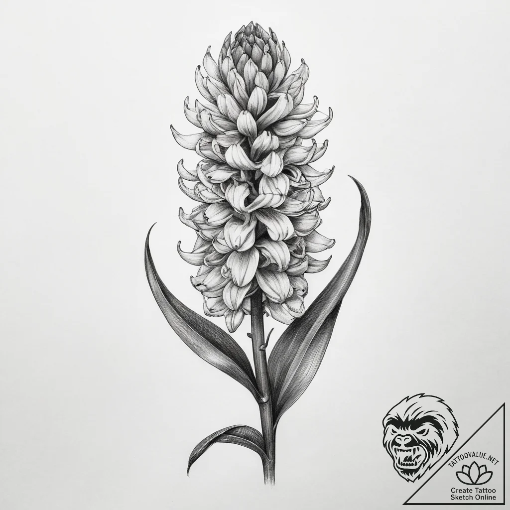 Tattoo sketch hyacinth flower - tattoo sketch (№1758273538_0, 19.09.2025 09:18) — tattoovalue.net