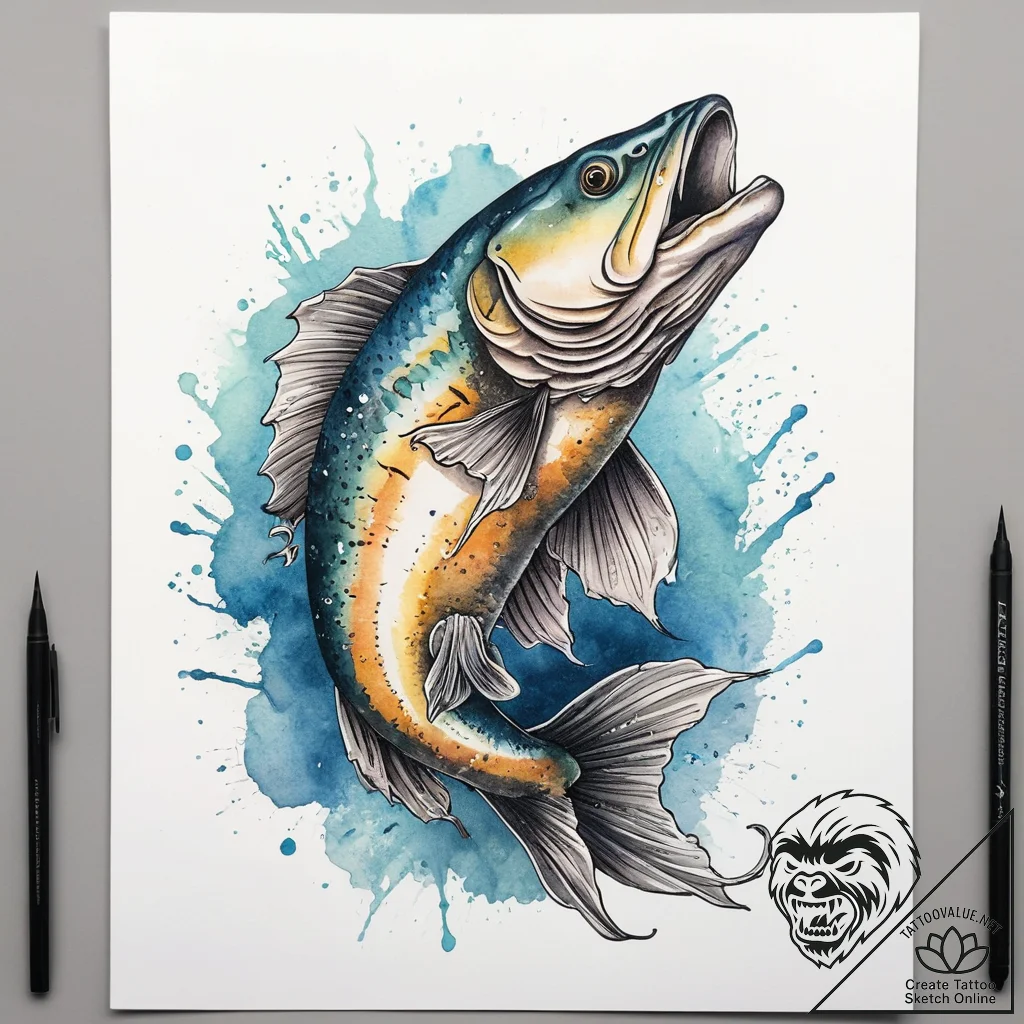 Tattoo sketch puns a walleye that says "i'm a... - tattoo sketch (№1758274319_0, 19.09.2025 09:31) — tattoovalue.net