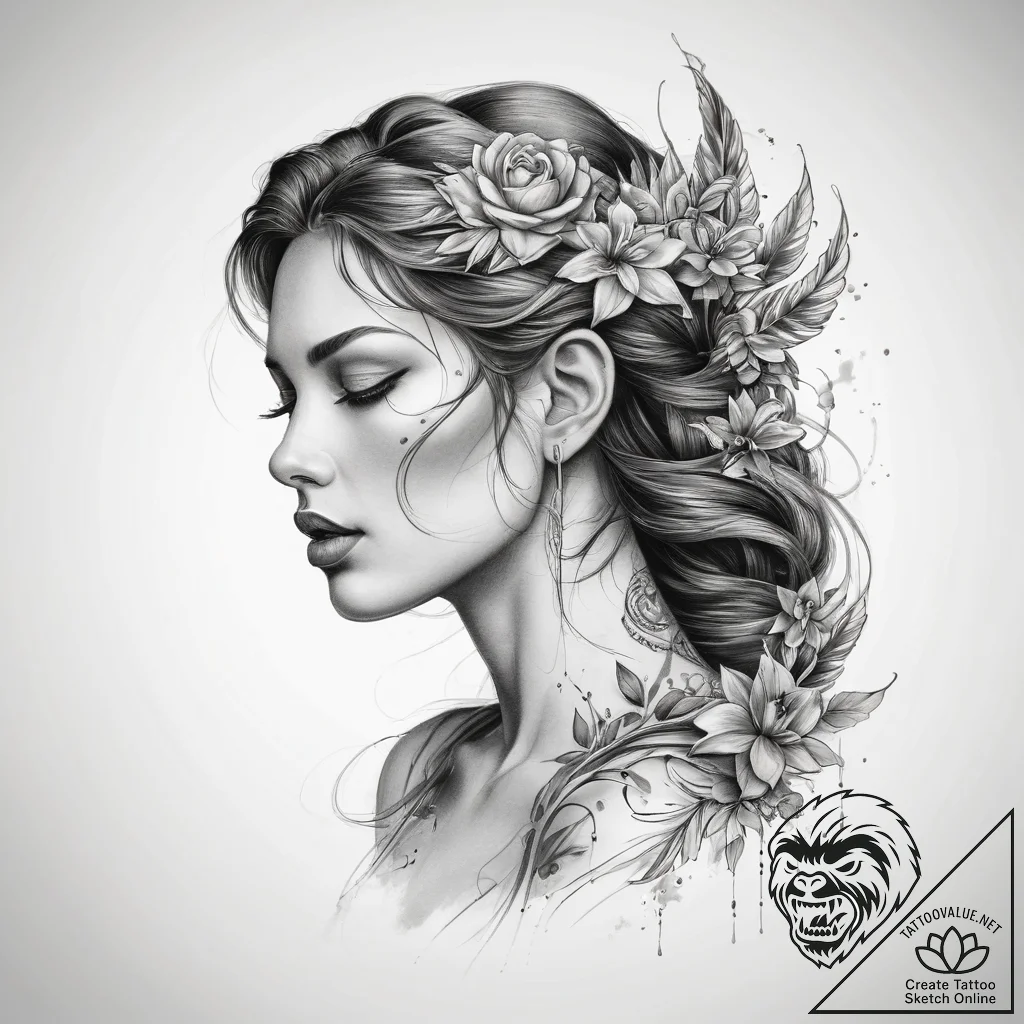 Tattoo sketch divine flow - tattoo sketch (№1758276717_0, 19.09.2025 10:11) — tattoovalue.net