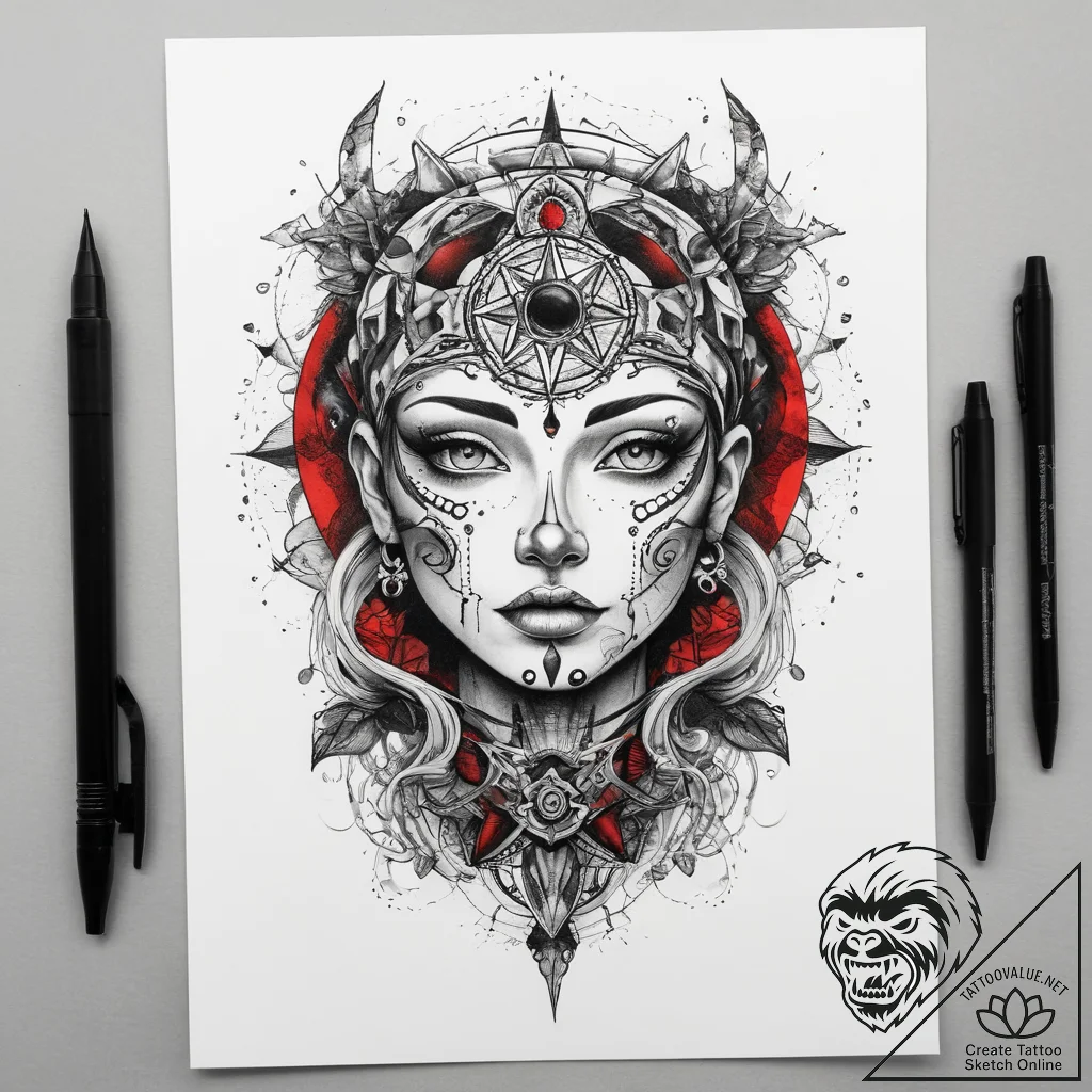 Tattoo sketch cosmic representation, concept... - tattoo sketch (№1758278294_0, 19.09.2025 10:38) — tattoovalue.net