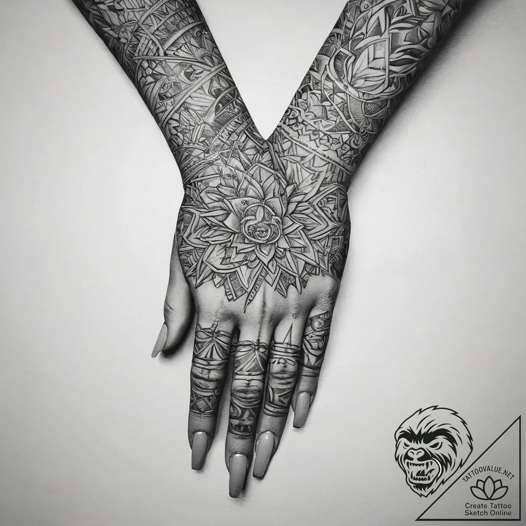 Tattoo sketch hands with a pencil, tattoo lin... - tattoo sketch (№1758280643_0, 19.09.2025 11:17) — tattoovalue.net