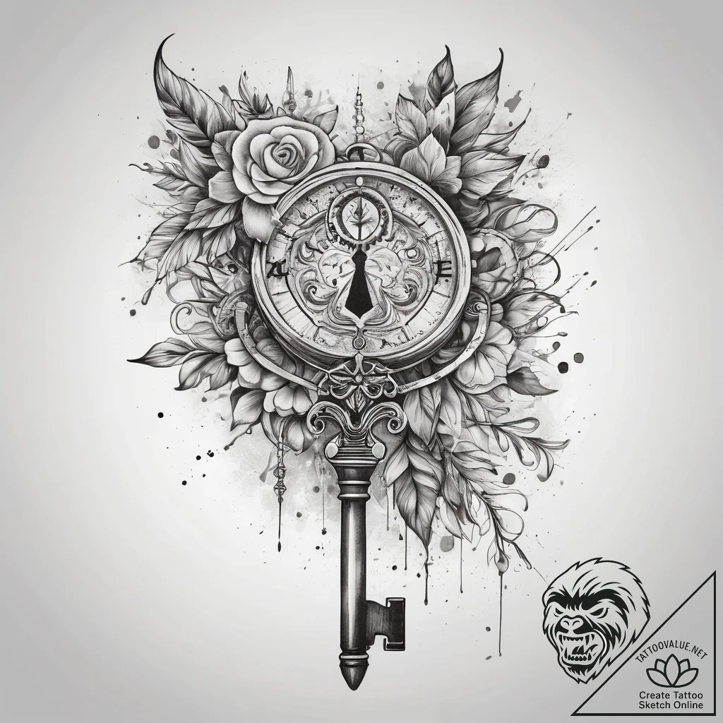 Tattoo sketch hands with a key, tattoo flash... - tattoo sketch (№1758281856_0, 19.09.2025 11:37) — tattoovalue.net
