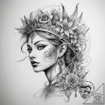 Tattoo sketch mystical portrayal – tattoo sketch (№1758282051_0, 19.09.2025 11:40) — tattoovalue.net