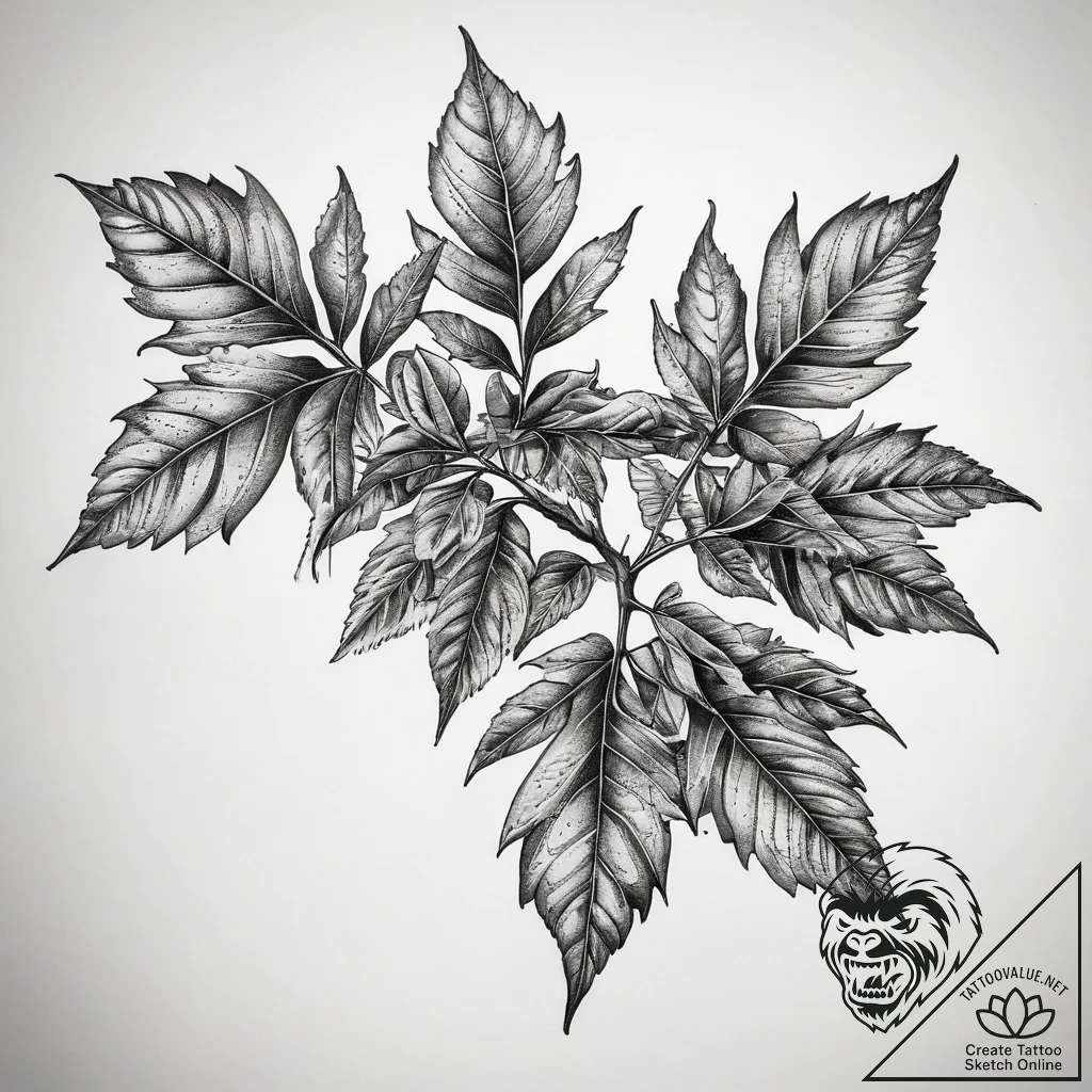 Tattoo sketch poison oak, artistic tattoo ske... - tattoo sketch (№1758283827_0, 19.09.2025 12:10) — tattoovalue.net