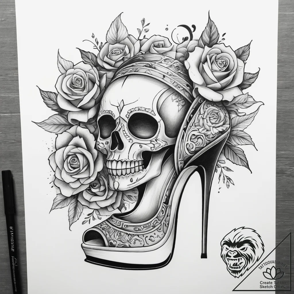 Tattoo sketch high heel tattoo, tattoo sketch... - tattoo sketch (№1758284416_0, 19.09.2025 12:20) — tattoovalue.net