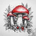 Tattoo sketch foraging mushrooms and berries,… – tattoo sketch (№1758285203_0, 19.09.2025 12:33) — tattoovalue.net