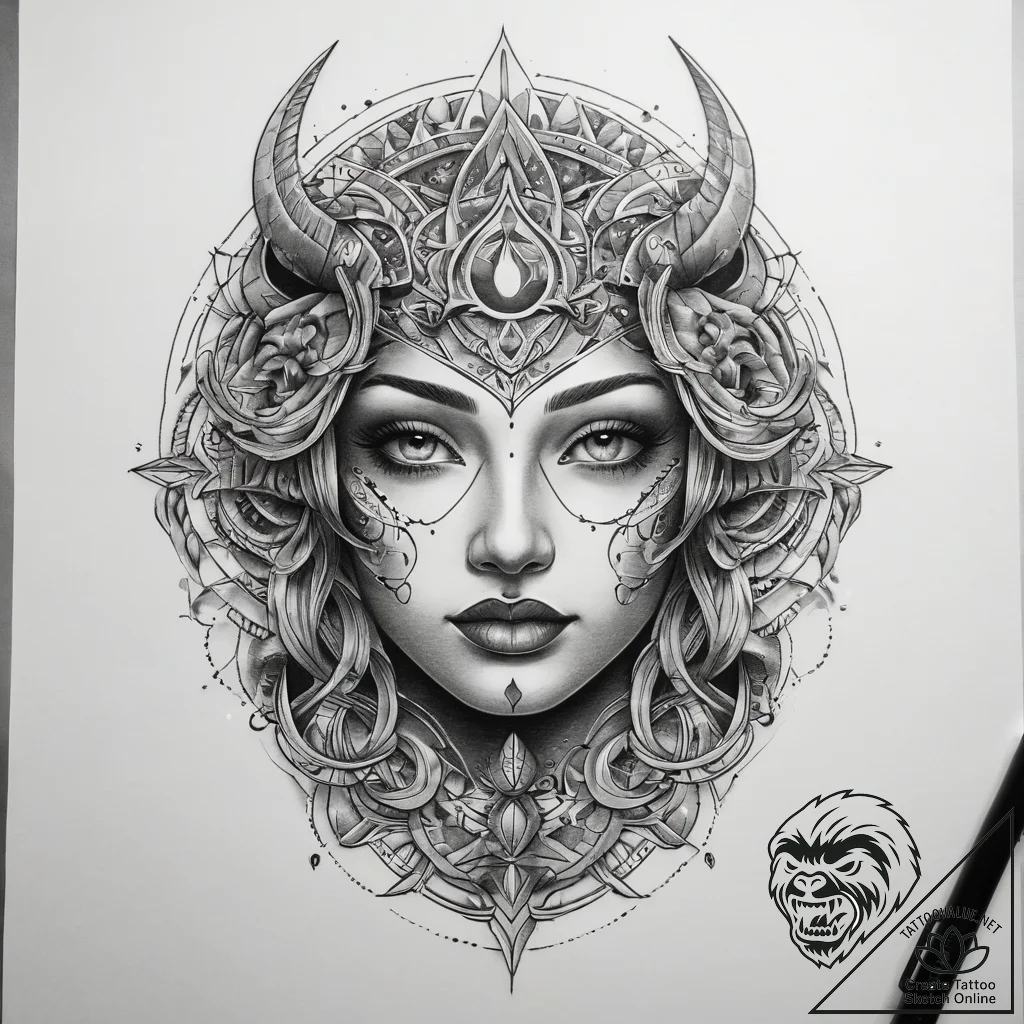 Tattoo sketch cosmic myth, artistic tattoo sk... - tattoo sketch (№1758285397_0, 19.09.2025 12:36) — tattoovalue.net