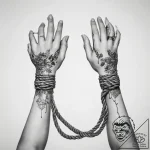 Tattoo sketch hands with a rope – tattoo sketch (№1758285598_0, 19.09.2025 12:39) — tattoovalue.net