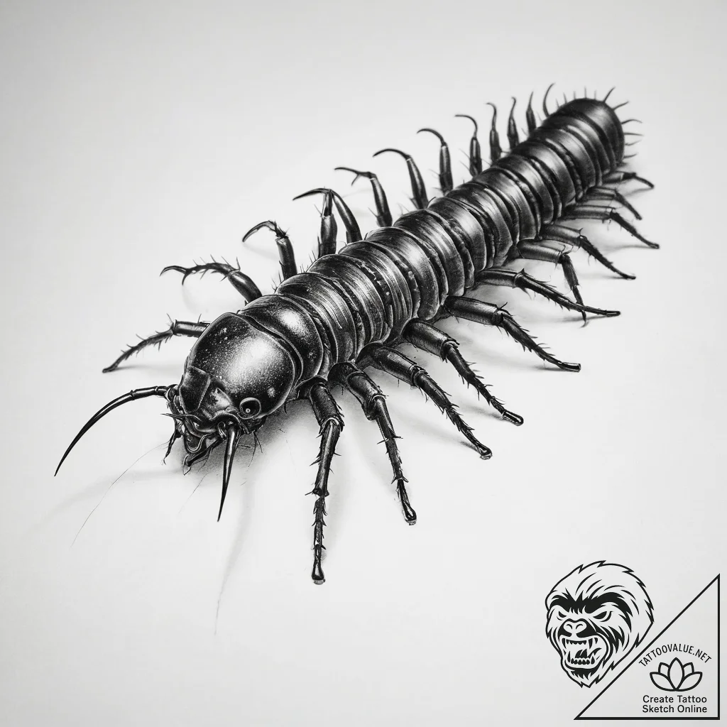 Tattoo sketch centipede - tattoo sketch (№1758286182_0, 19.09.2025 12:49) — tattoovalue.net