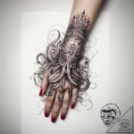 Tattoo sketch hands with a squid, tattoo line… – tattoo sketch (№1758286570_0, 19.09.2025 12:56) — tattoovalue.net