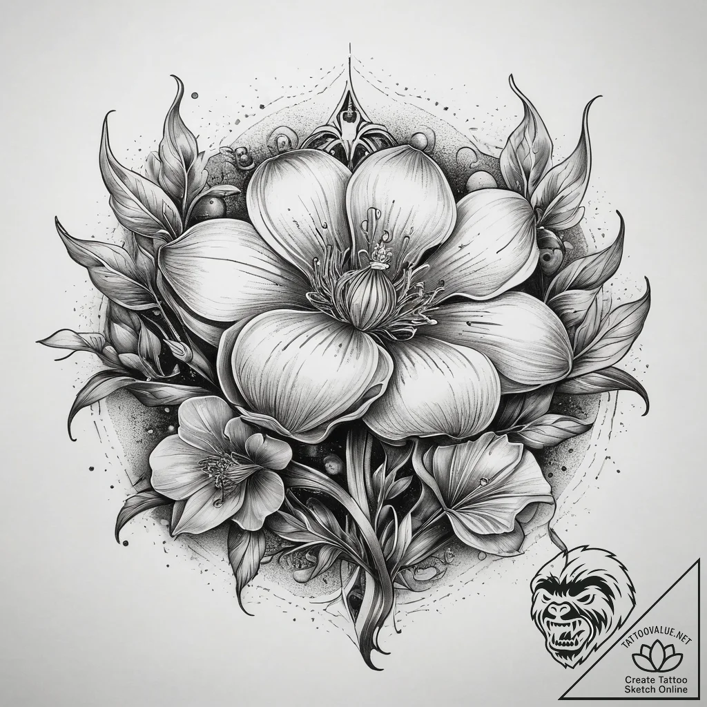 Tattoo sketch garlic flower, ink illustration... - tattoo sketch (№1758288130_0, 19.09.2025 13:22) — tattoovalue.net