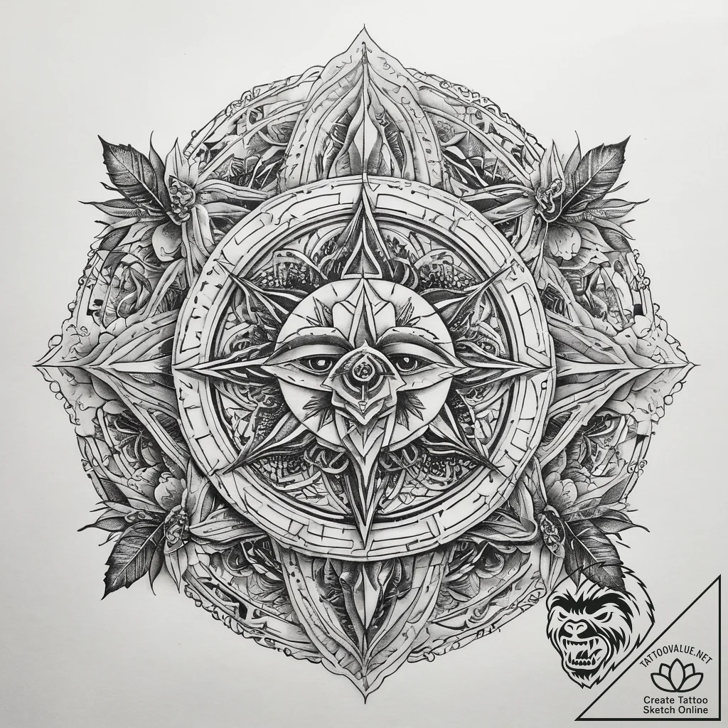 Tattoo sketch holy beginning, artistic tattoo... - tattoo sketch (№1758289305_0, 19.09.2025 13:41) — tattoovalue.net