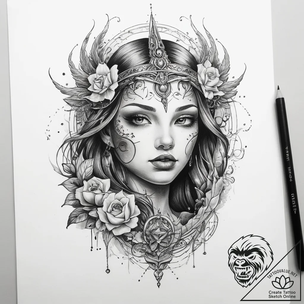 Tattoo sketch mystical birth - tattoo sketch (№1758296398_0, 19.09.2025 15:39) — tattoovalue.net