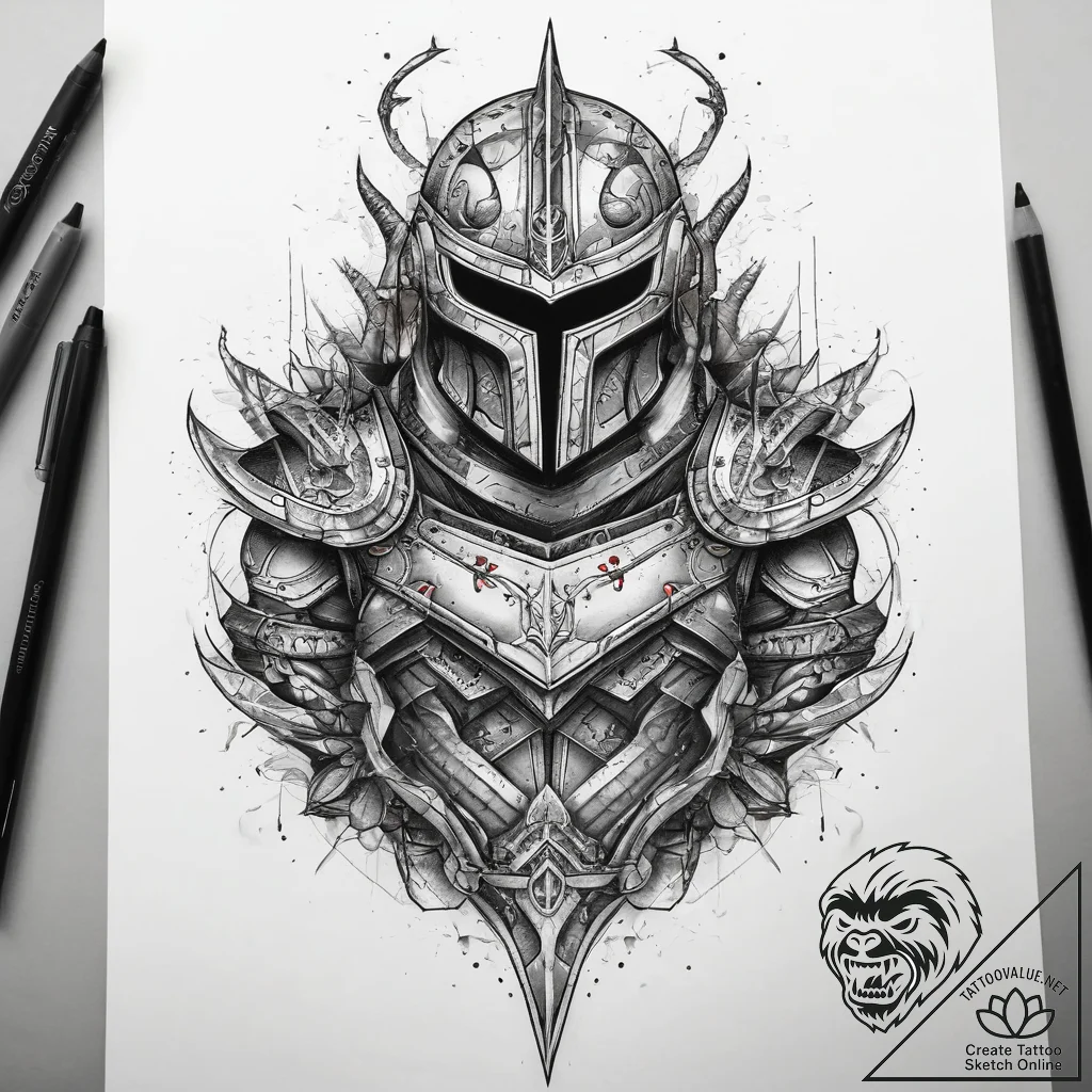Tattoo sketch armor, tattoo sketch design, on... - tattoo sketch (№1758298175_0, 19.09.2025 16:09) — tattoovalue.net