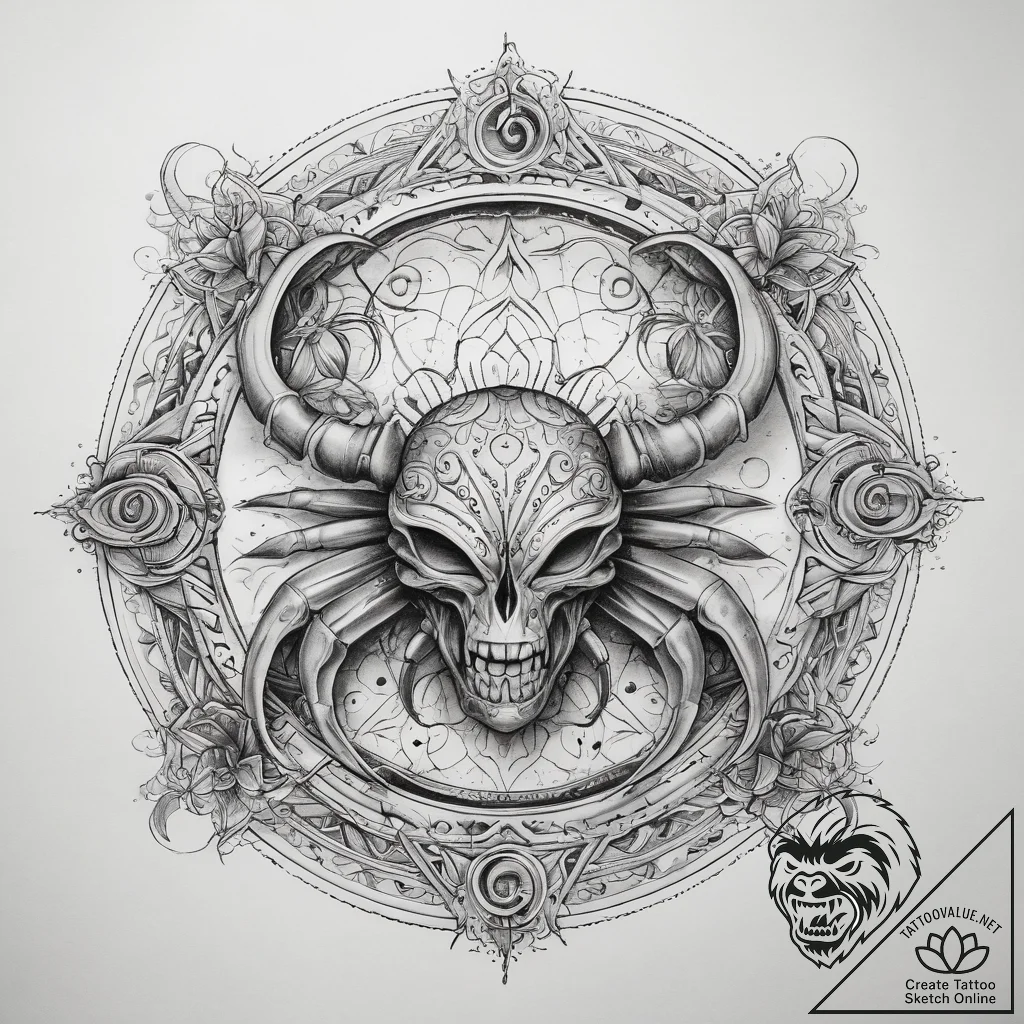 Tattoo sketch cancer zodiac symbol, tattoo li... - tattoo sketch (№1758298566_0, 19.09.2025 16:16) — tattoovalue.net