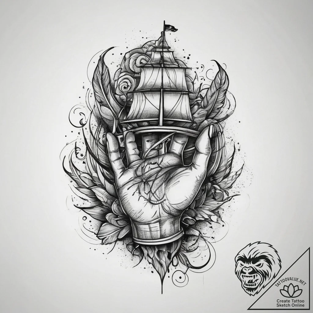 Tattoo sketch hands with a needle, ink illust... - tattoo sketch (№1758298762_0, 19.09.2025 16:19) — tattoovalue.net